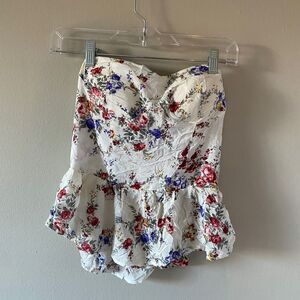 Poetry floral bustier top womens size M strapless flowing